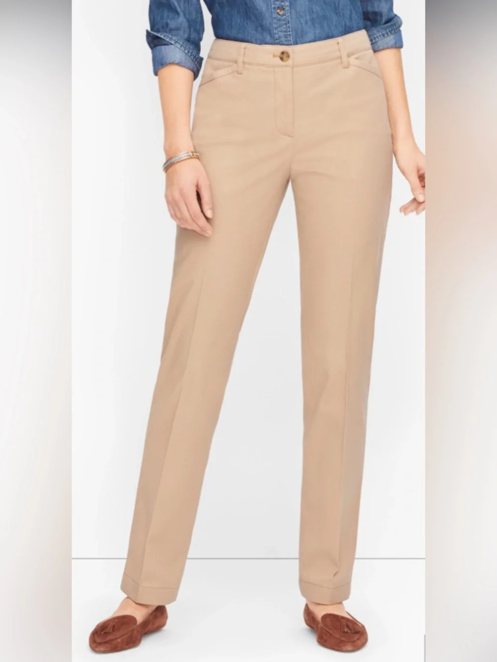 Talbots Tan Perfect Chino Size 6 Classic American Preppy Coastal Smart Casual